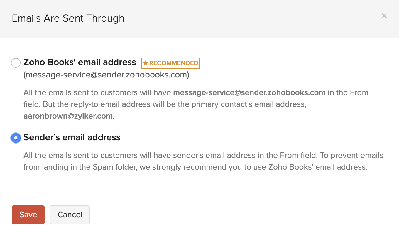 Switch to Sender Email Address