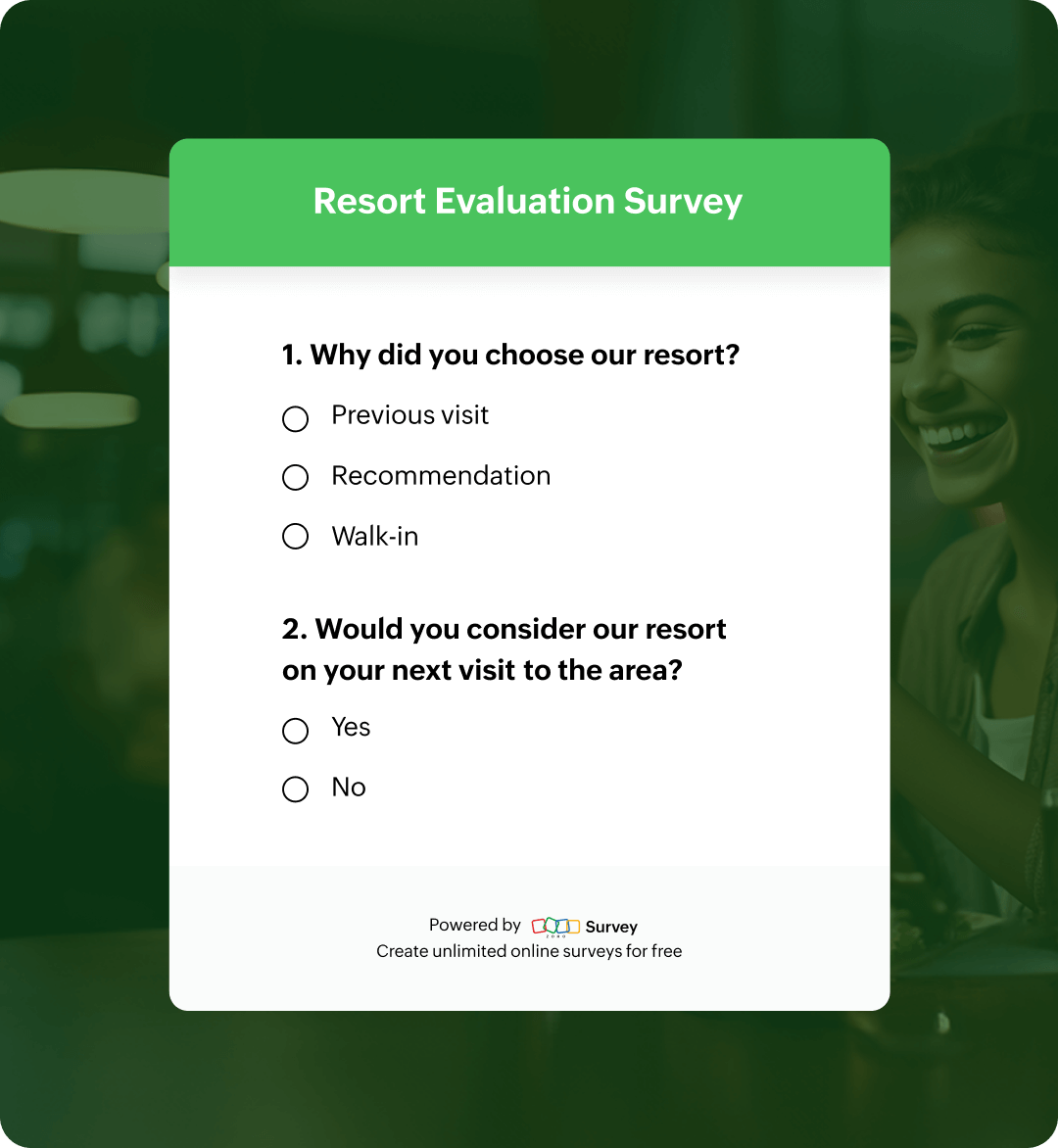 Resort Evaluation Survey Questionnarie Template