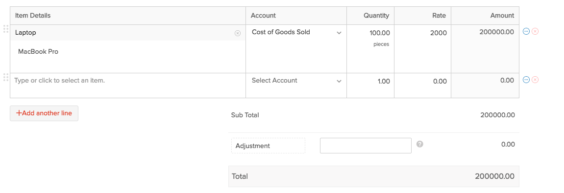 Purchase order - New Item