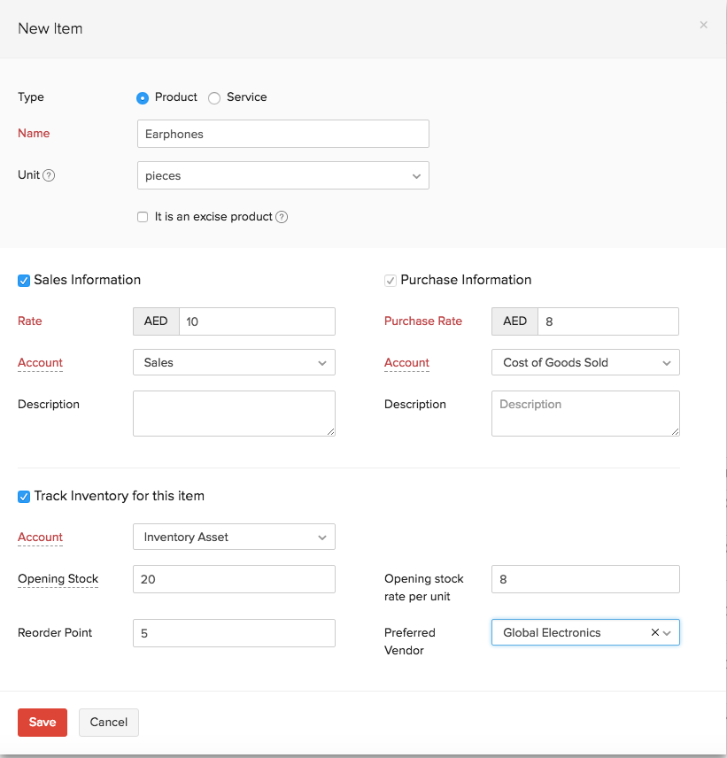 items in purchase order