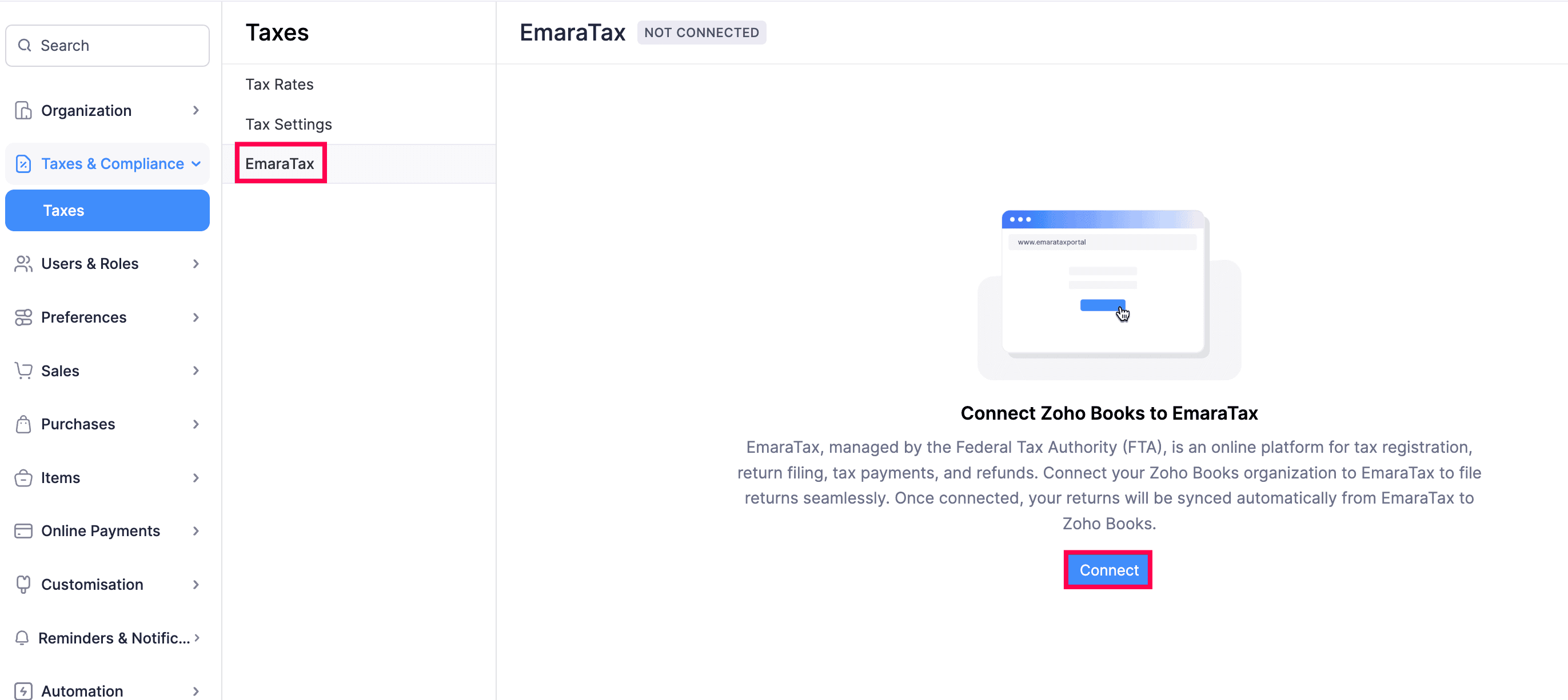 Connect to the EmaraTax Portal