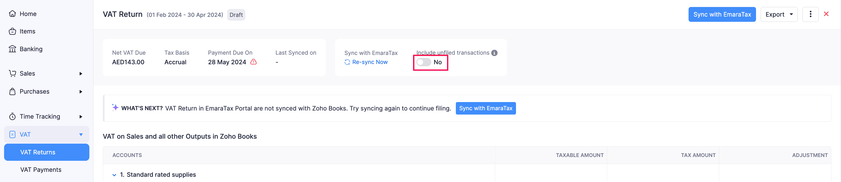 Previous Period's Transactions