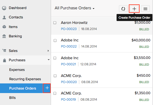 New purchase Order