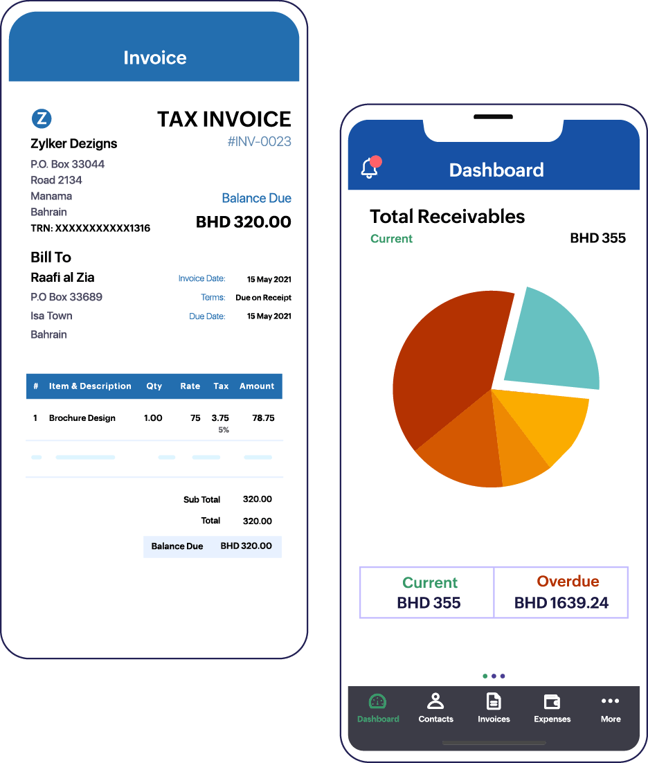 Create invoices and get real-time updates directly from Zoho Invoice mobile app