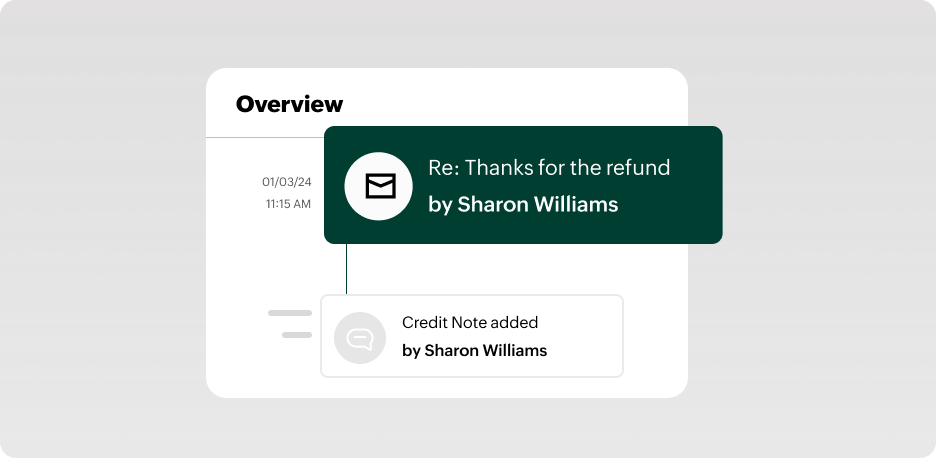  An email added to the overview section of the customer module. | Zoho Billing