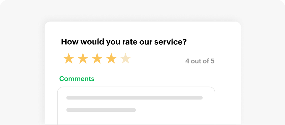 Preview of customer review screen in Zoho Billing's customer portal | Zoho Billing