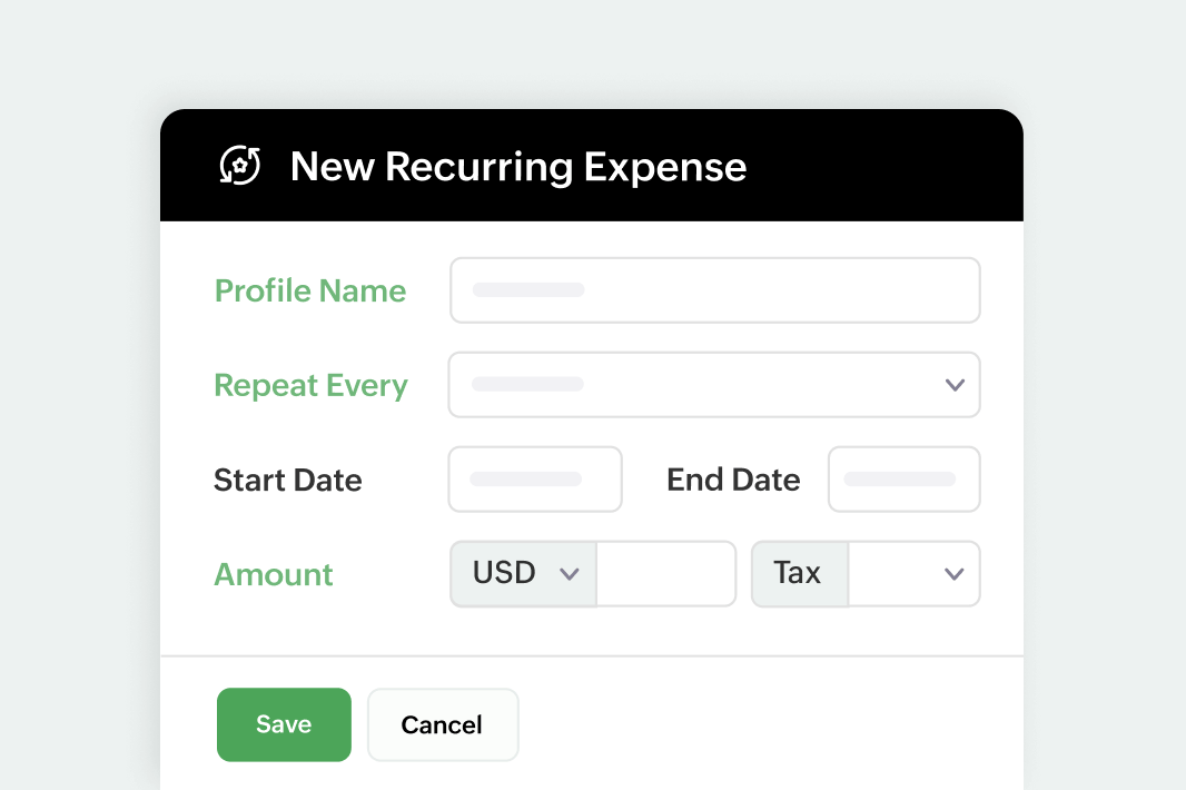 Preview of how to create and manage recurring expense in Zoho Billing 