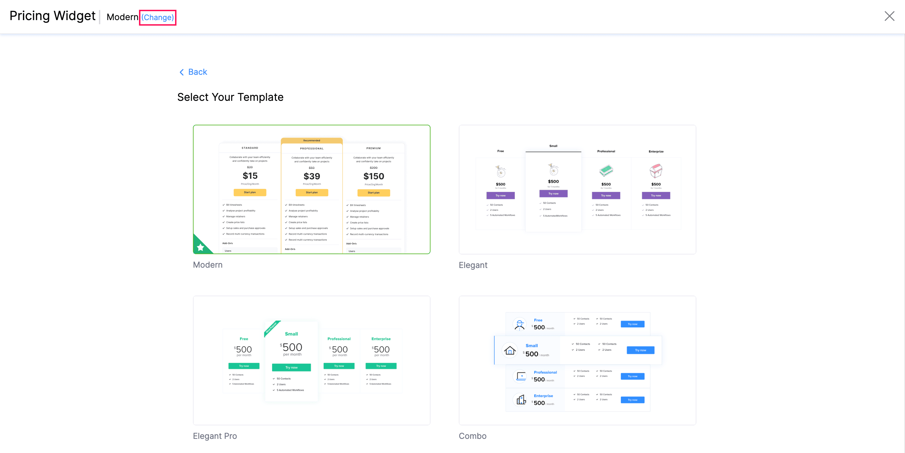 Change Templates