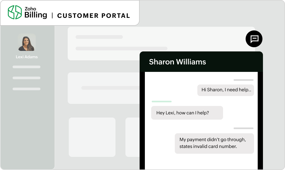 A customer initiates a chat from the Customer Portal. | Zoho Billing