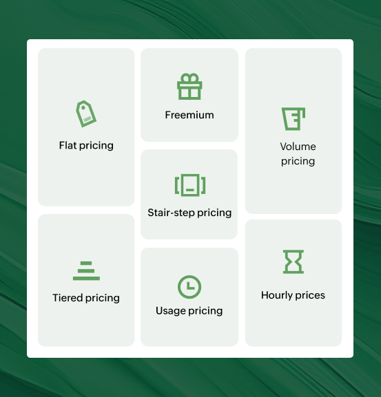 Image depicting the different pricing models in Zoho Billing