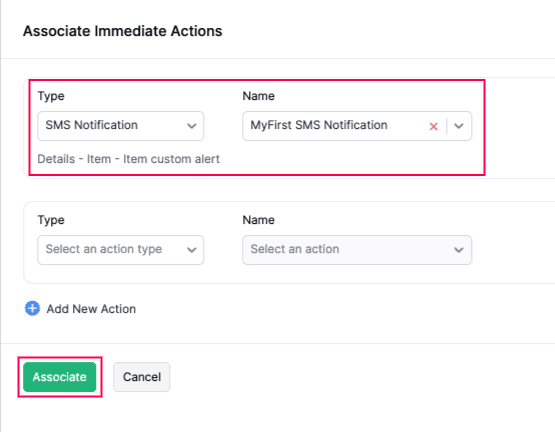 Associate Custom Action