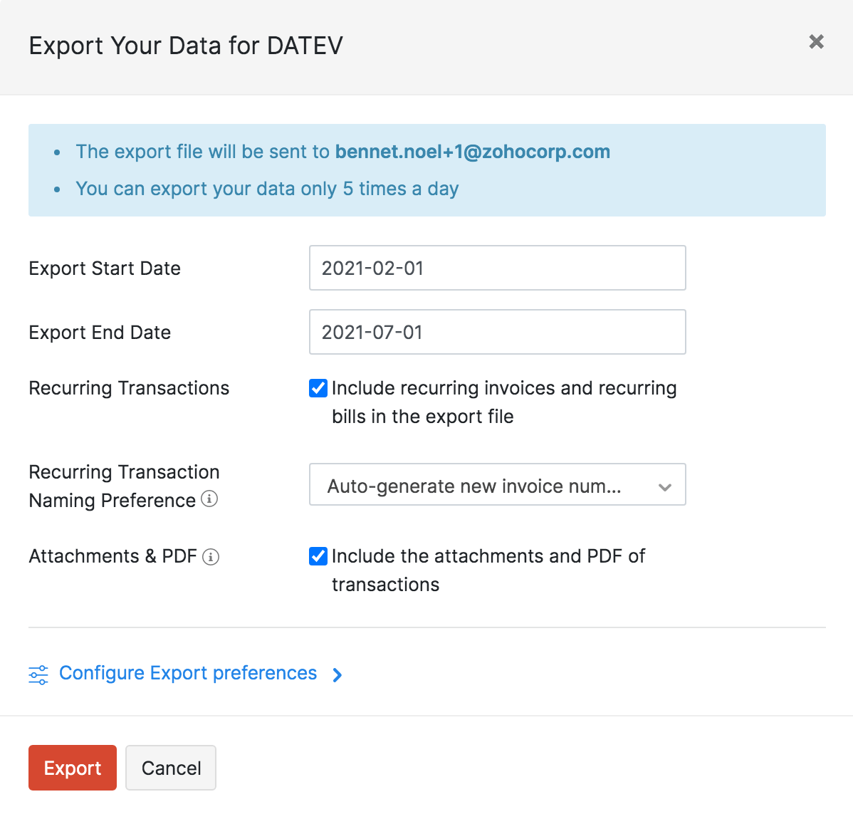 Export Data To DATEV