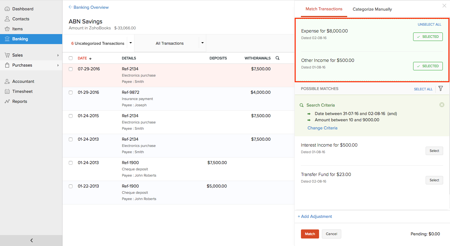 Categorized Transaction
