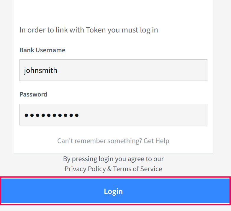 Bank login