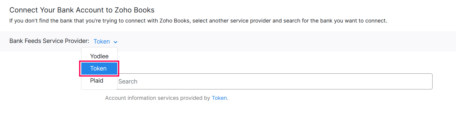 Token- Bank Feeds Service Provider