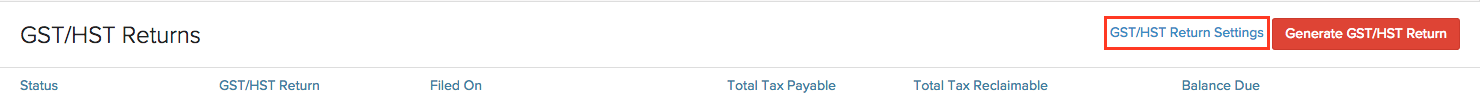 GST/HST Settings Shortcut