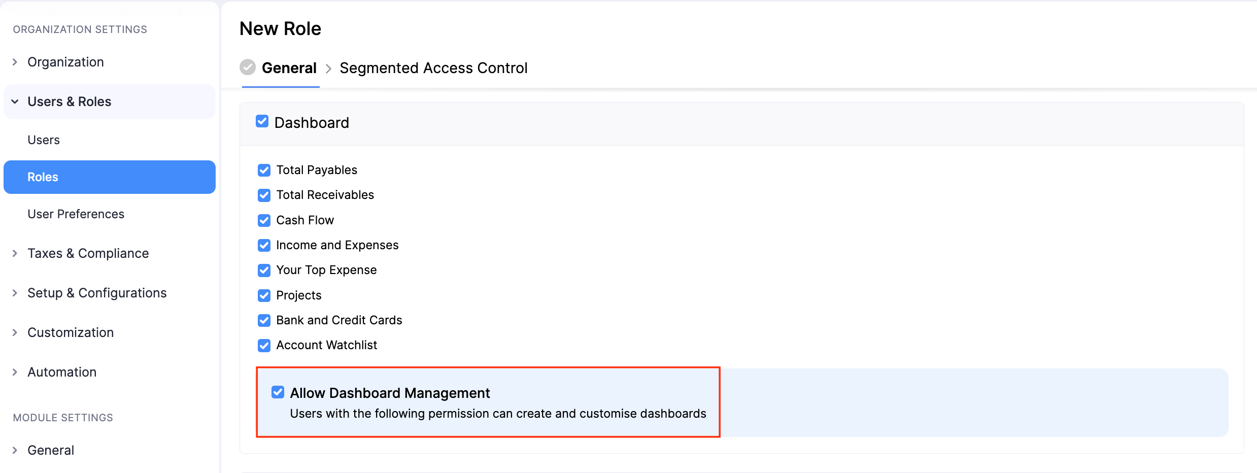 Dashboard Permissions