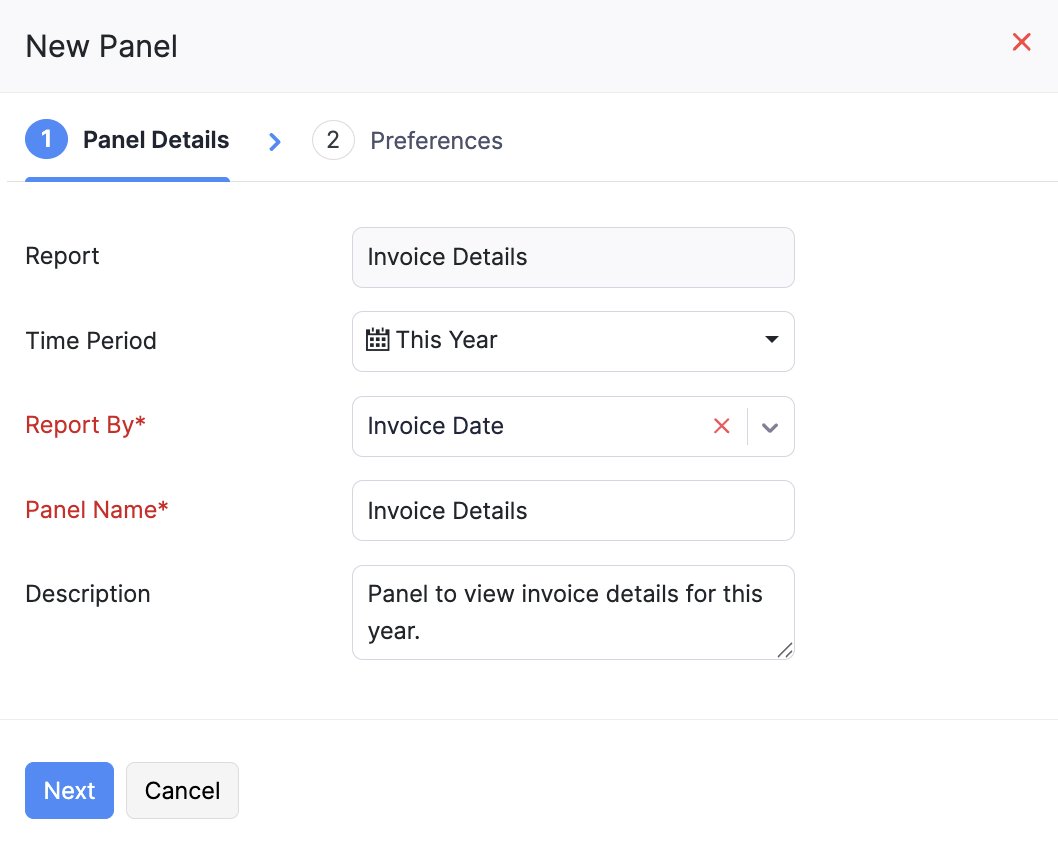 Report Panel Details