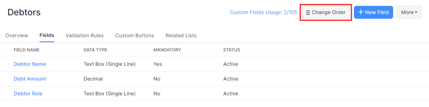 Custom field layout