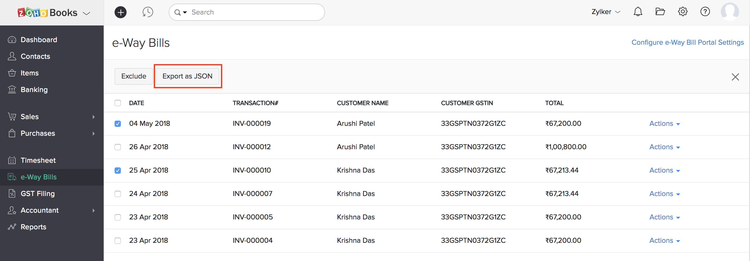 export JSON