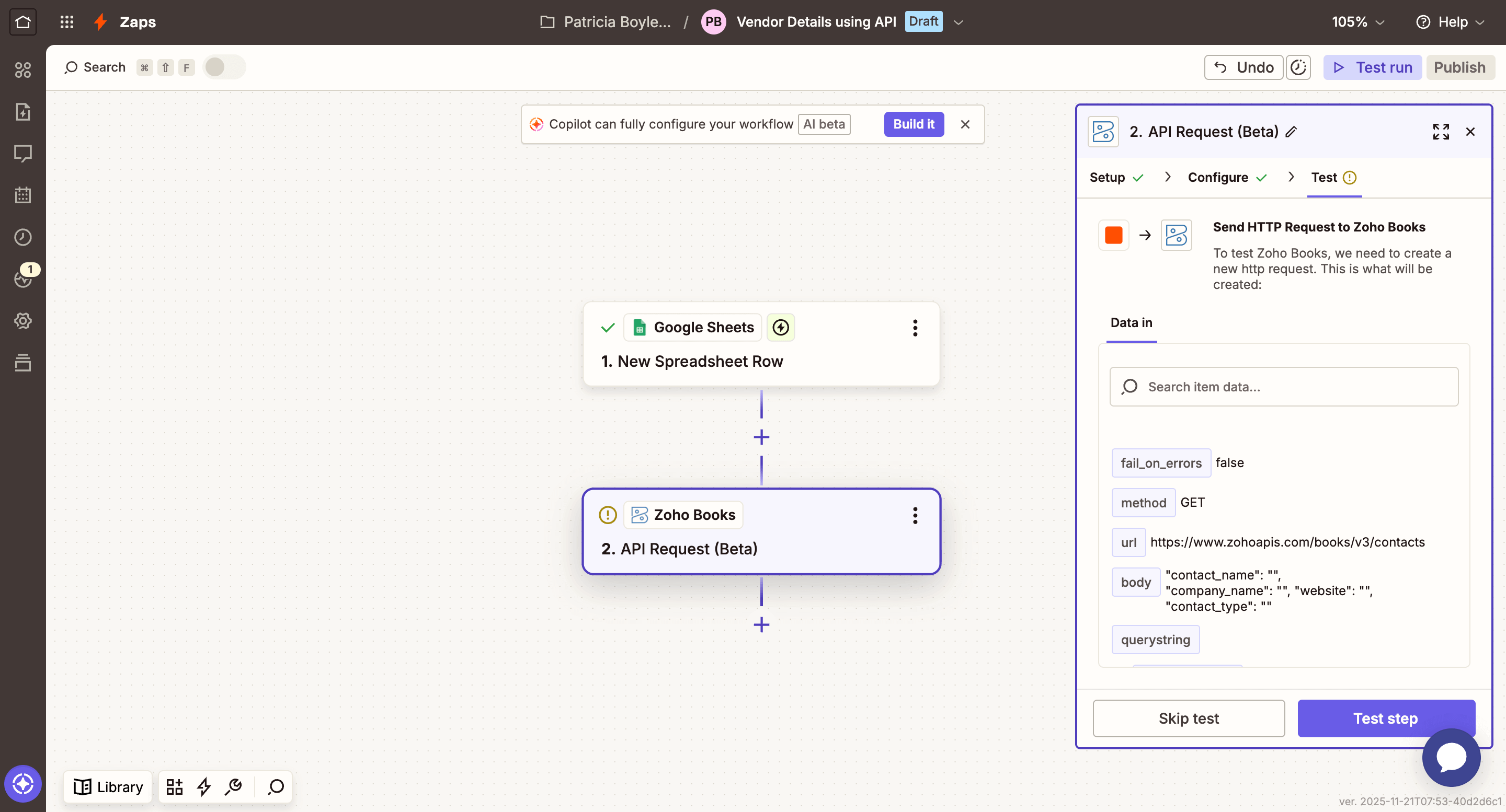 API Action Test