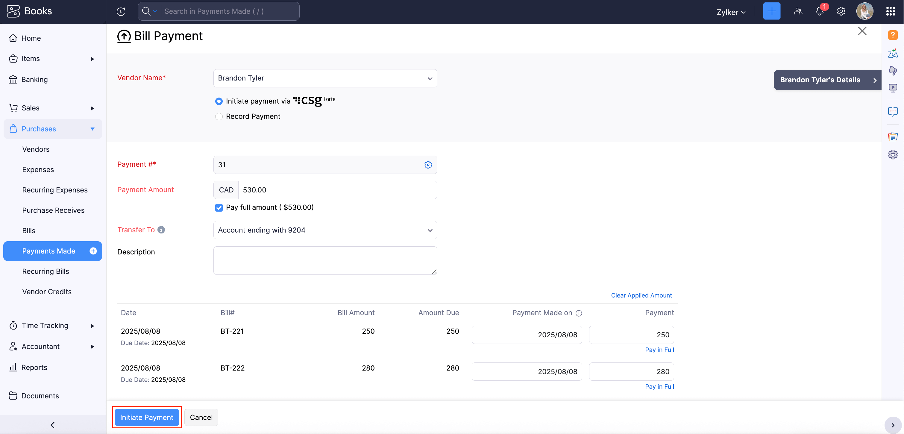 Individual Bill Payment