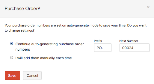 Purchase order  - new number