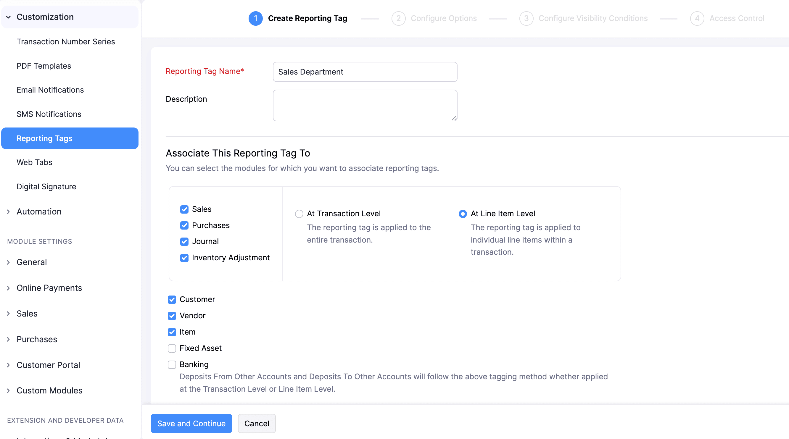 Create Reporting Tags