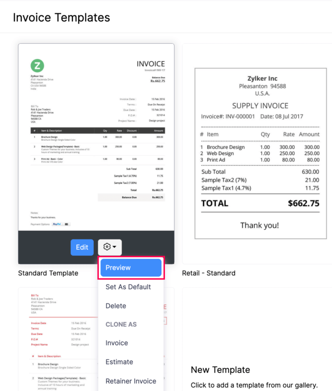 Preview Templates