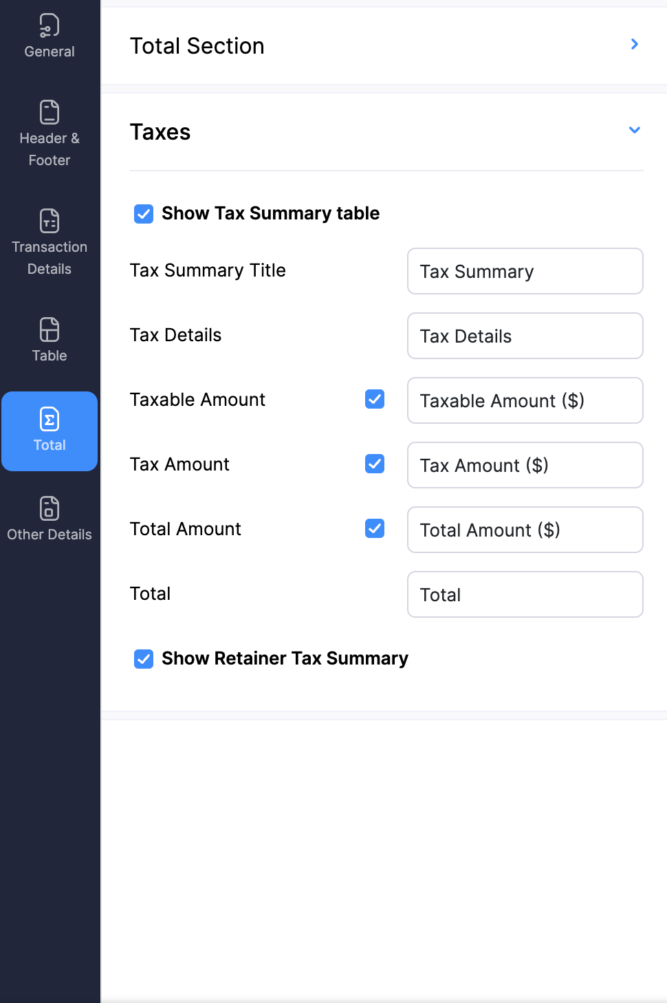 Total - Taxes