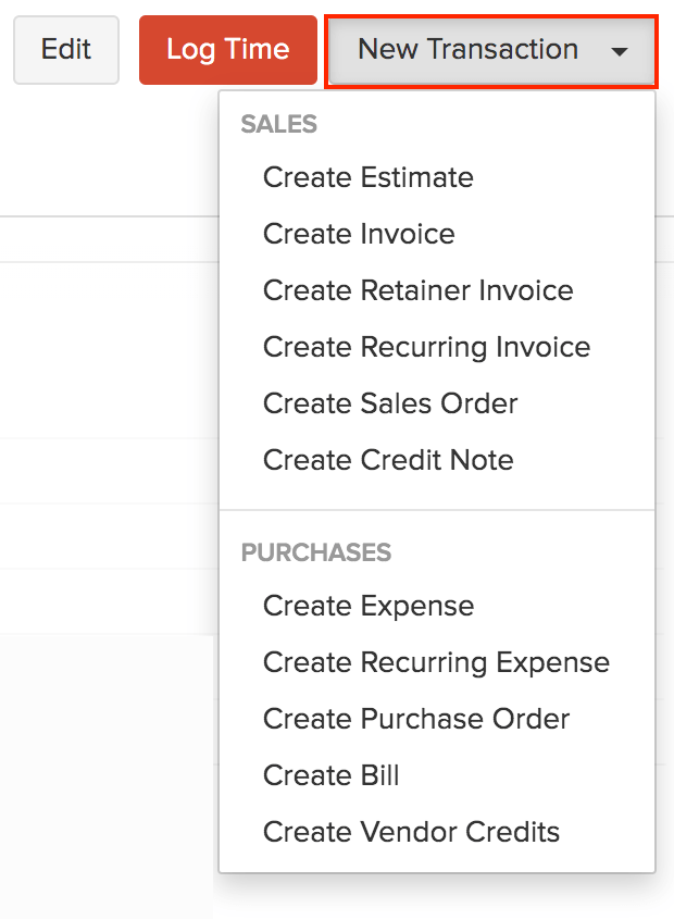 Transactions in Projects
