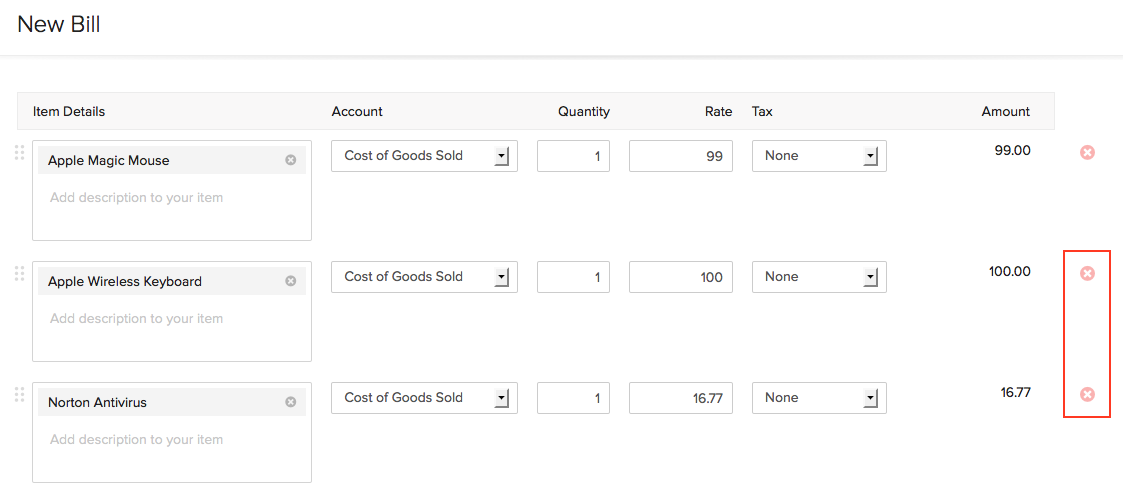 Items in Purchase Order