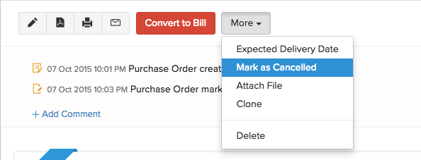 More actions in purchase order