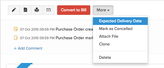 More Actions in purchase order