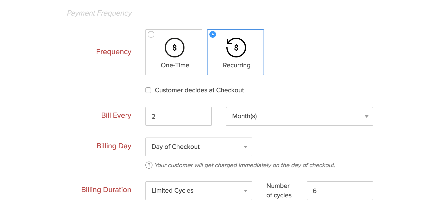 Configuration of billing intervals image