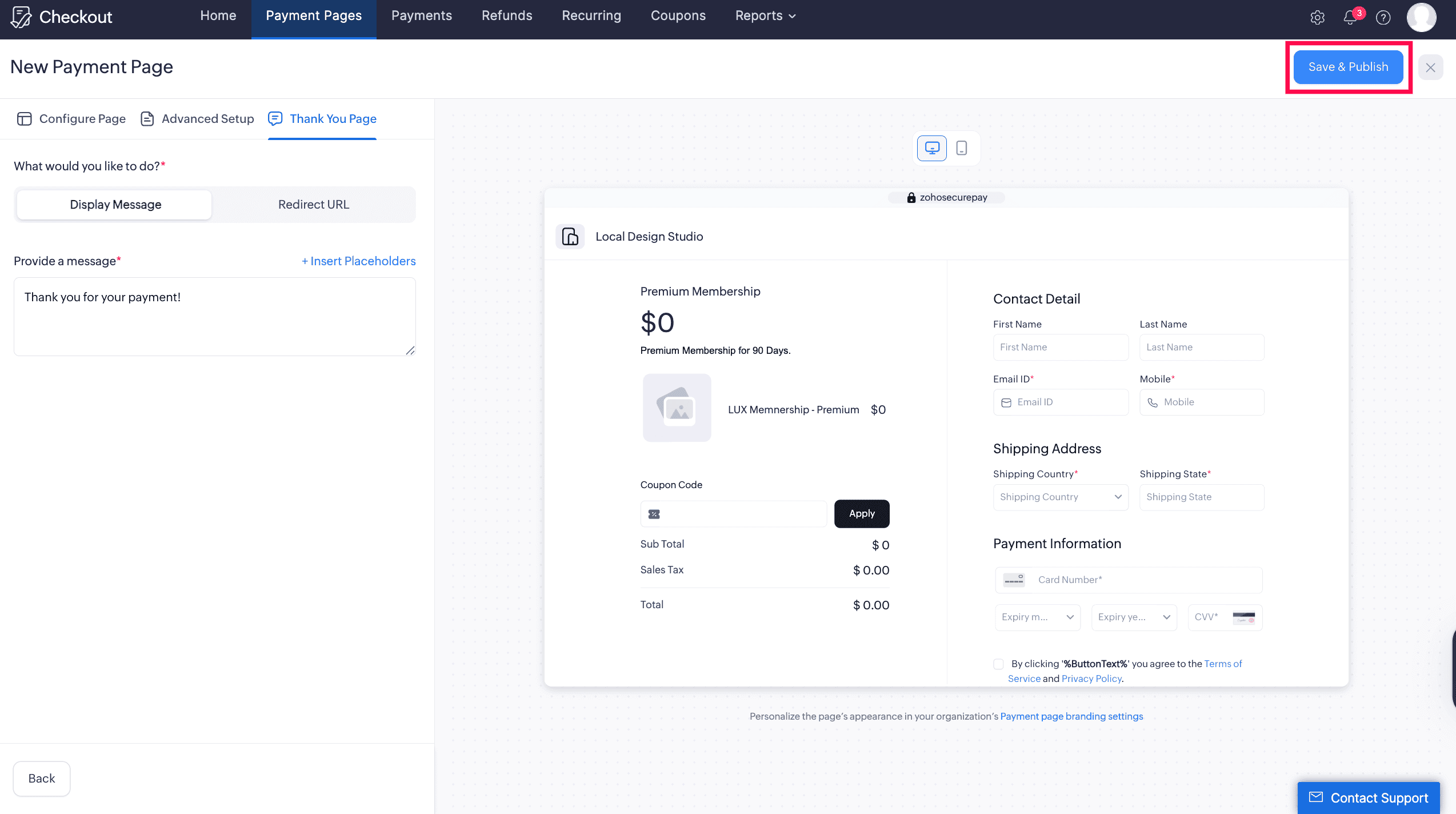 Share Payment Page