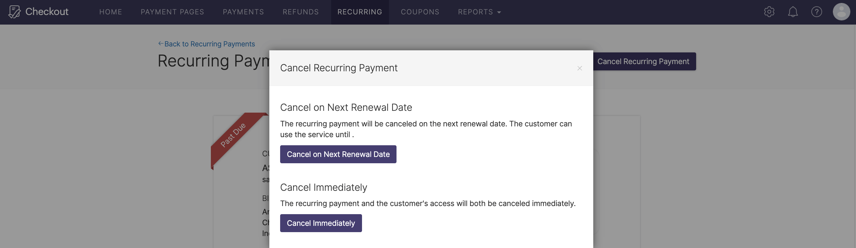 Cancelation of recurring payment image