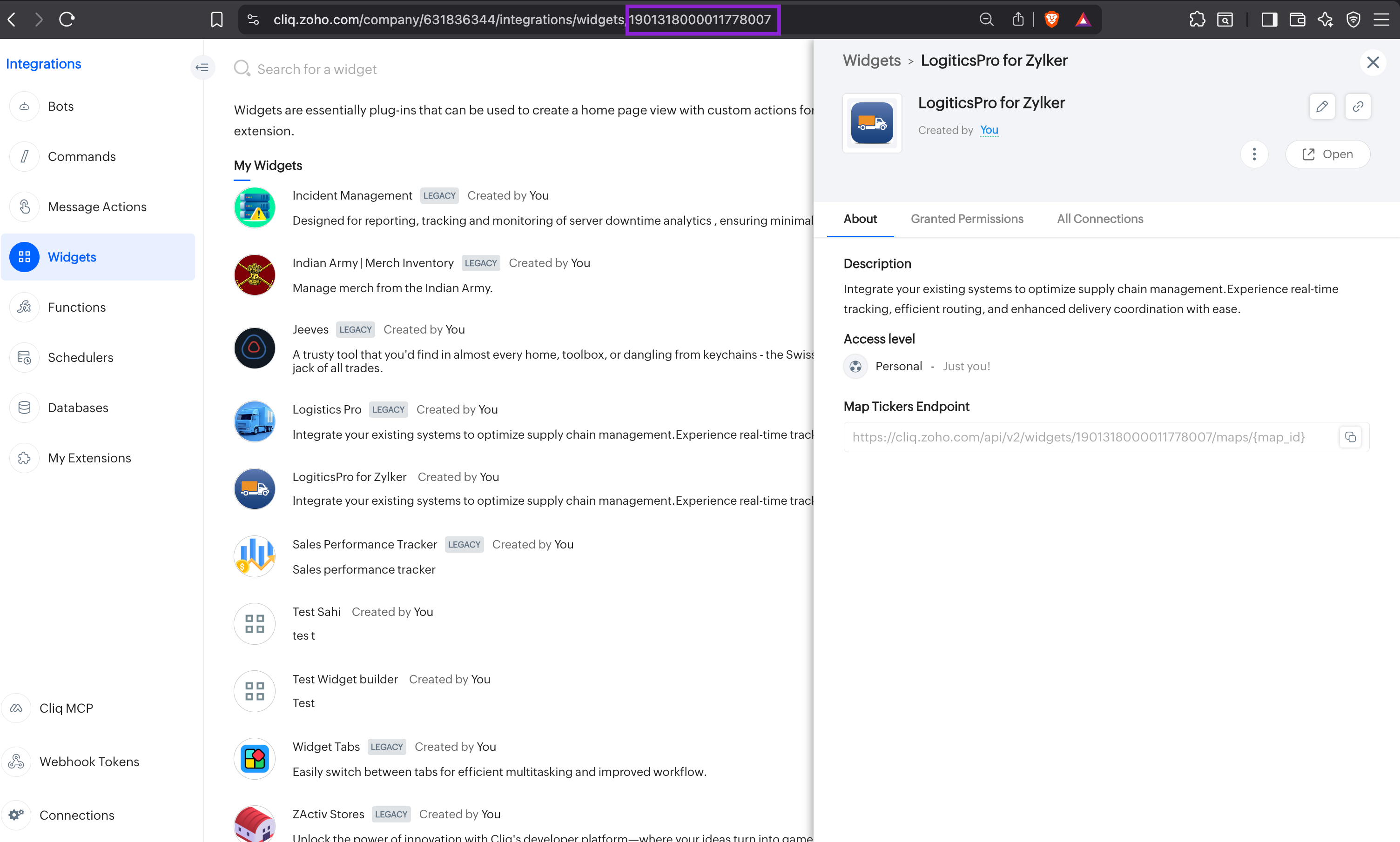 WIDGET_ID in Cliq UI