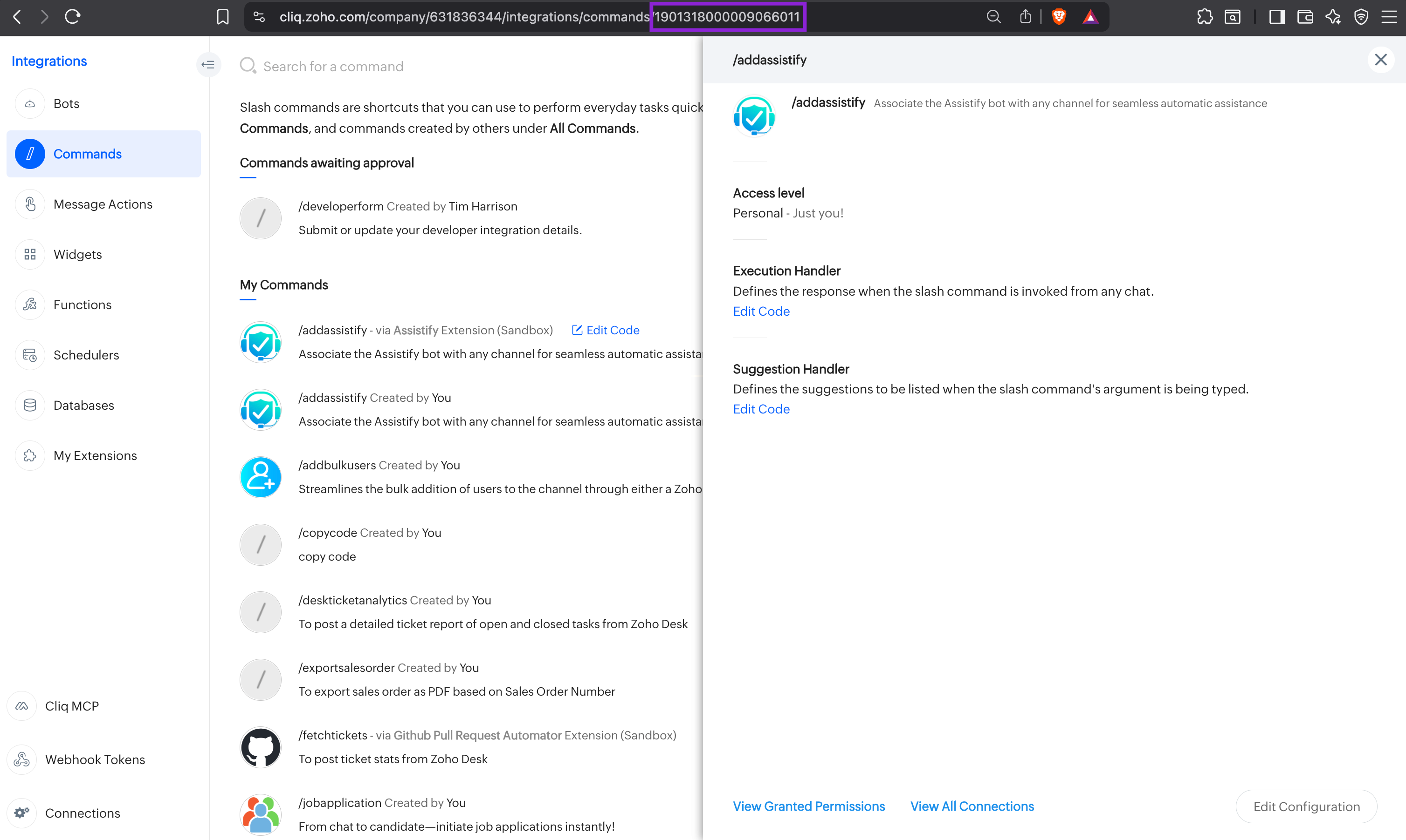 SLASH_COMMAND_ID in Cliq UI