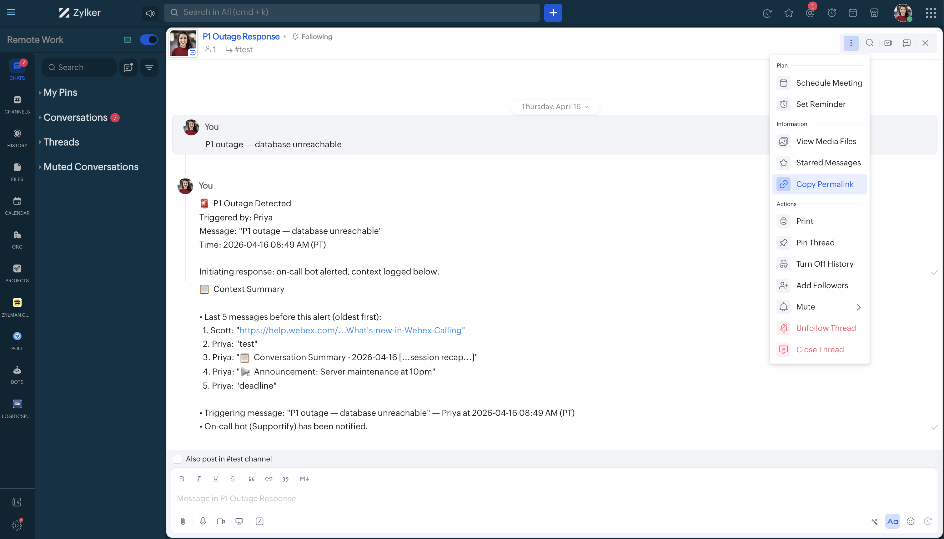 THREAD_CHAT_ID in Cliq UI