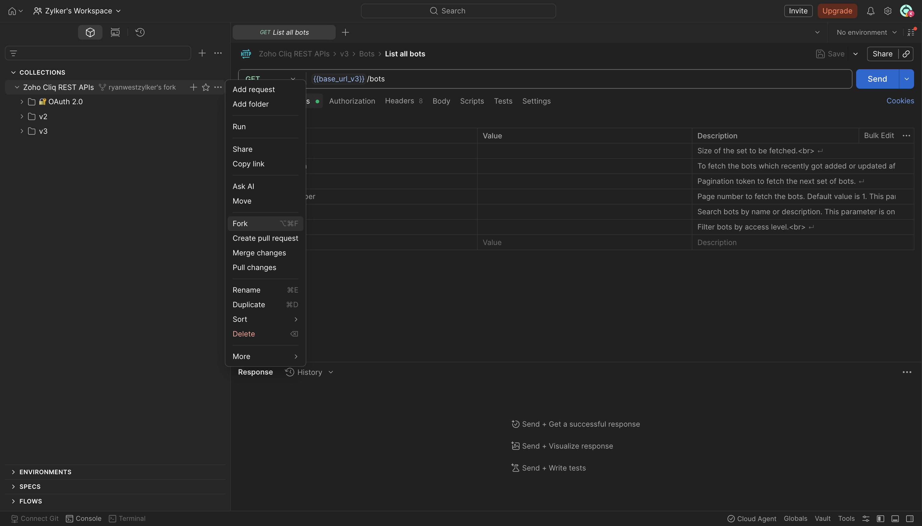 Pulling changes from the parent collection in Postman