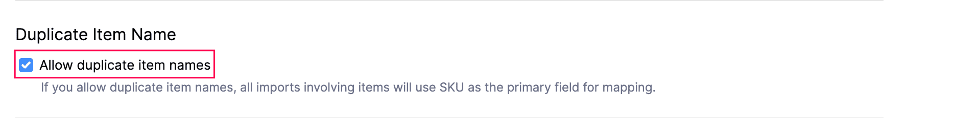 Duplicate Item Names
