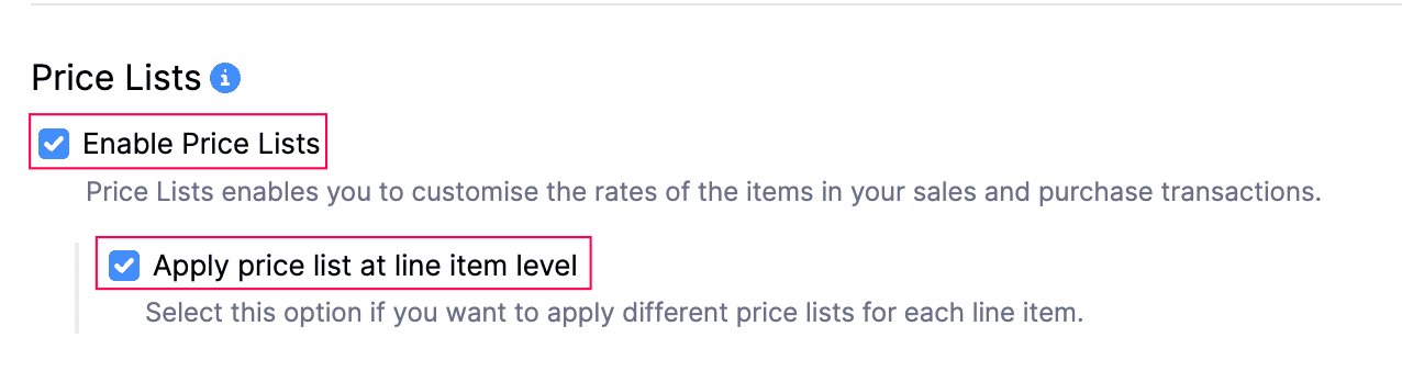 Enable Price Lists