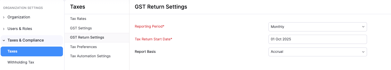 GST Return Settings