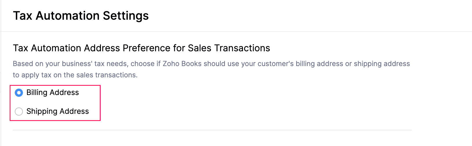 Tax Automation Settings