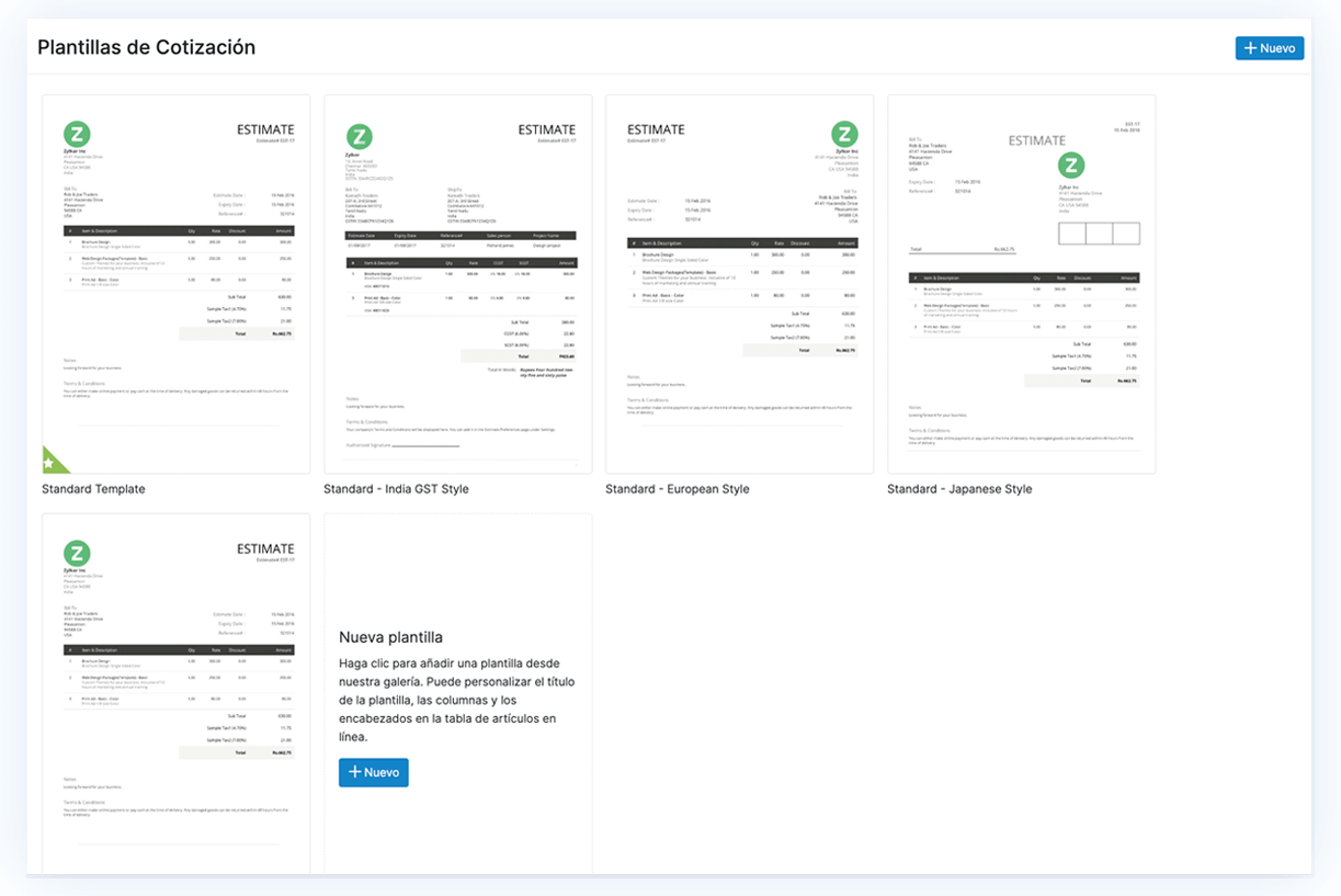 Personalizar los cotización - Aplicación de cotización y facturas | Zoho Books