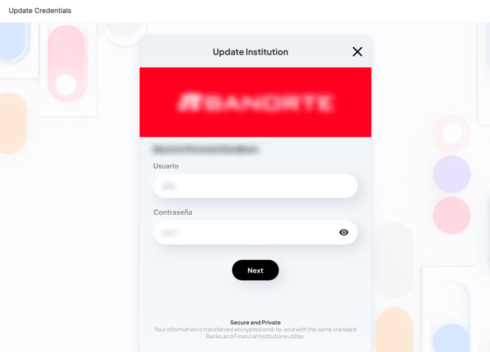 Banking Mexico - Enter Updated Credentials