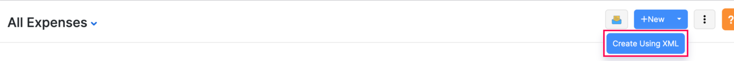 Create Using XML Button