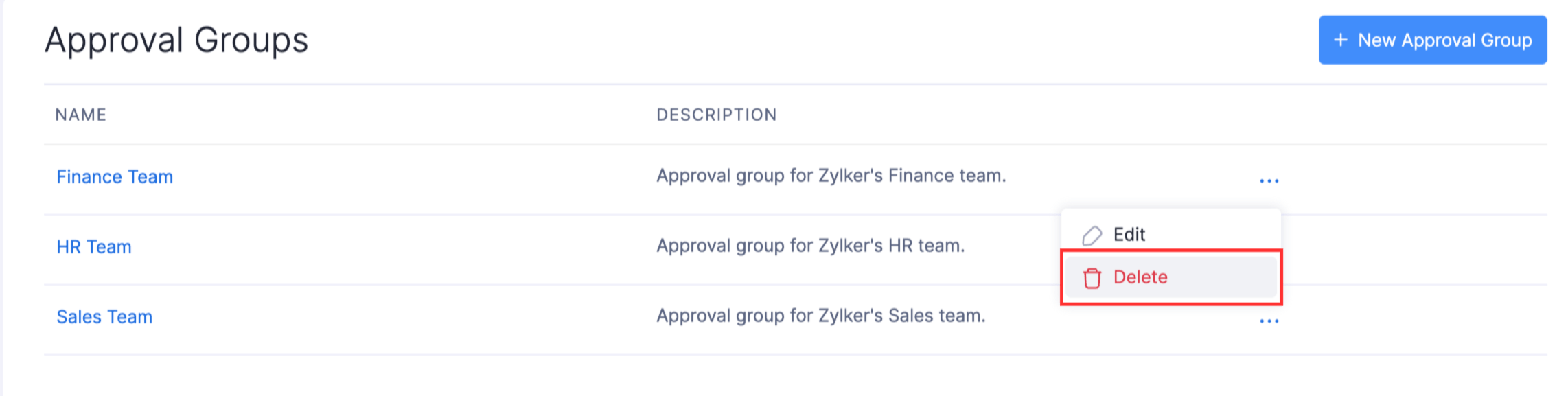 Delete approval group