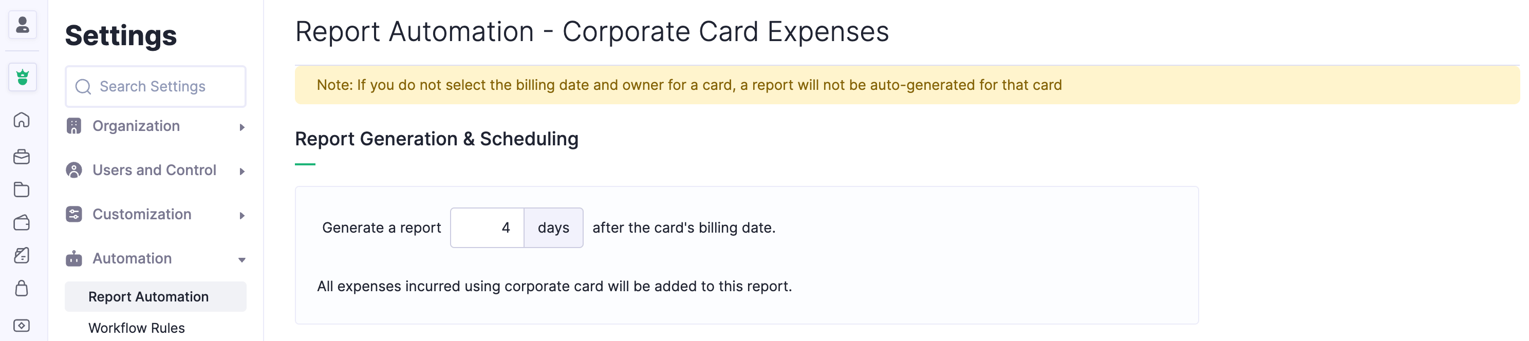 Scheduling Card Automation Preferences
